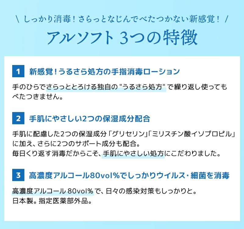 サラヤ アルソフト 3つの特徴