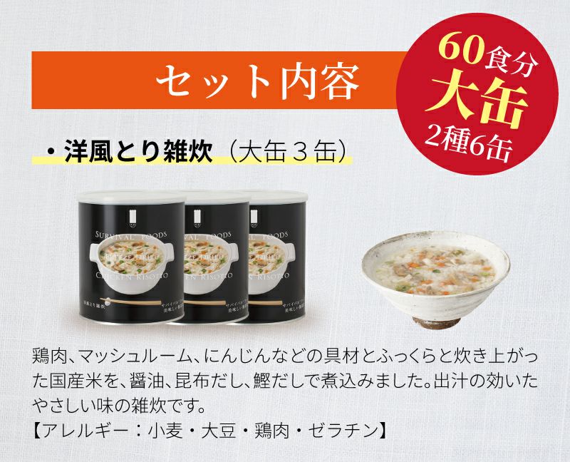 サバイバルフーズ バラエティ 洋風雑炊セット 大缶 6缶入[60食分]