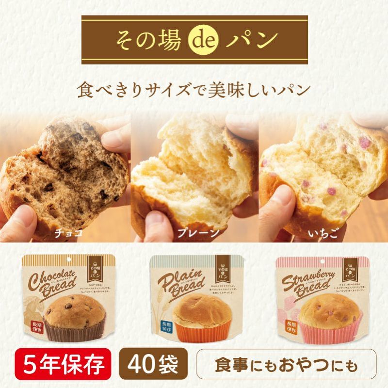 その場deパン 40食 | プレーン チョコ いちご 